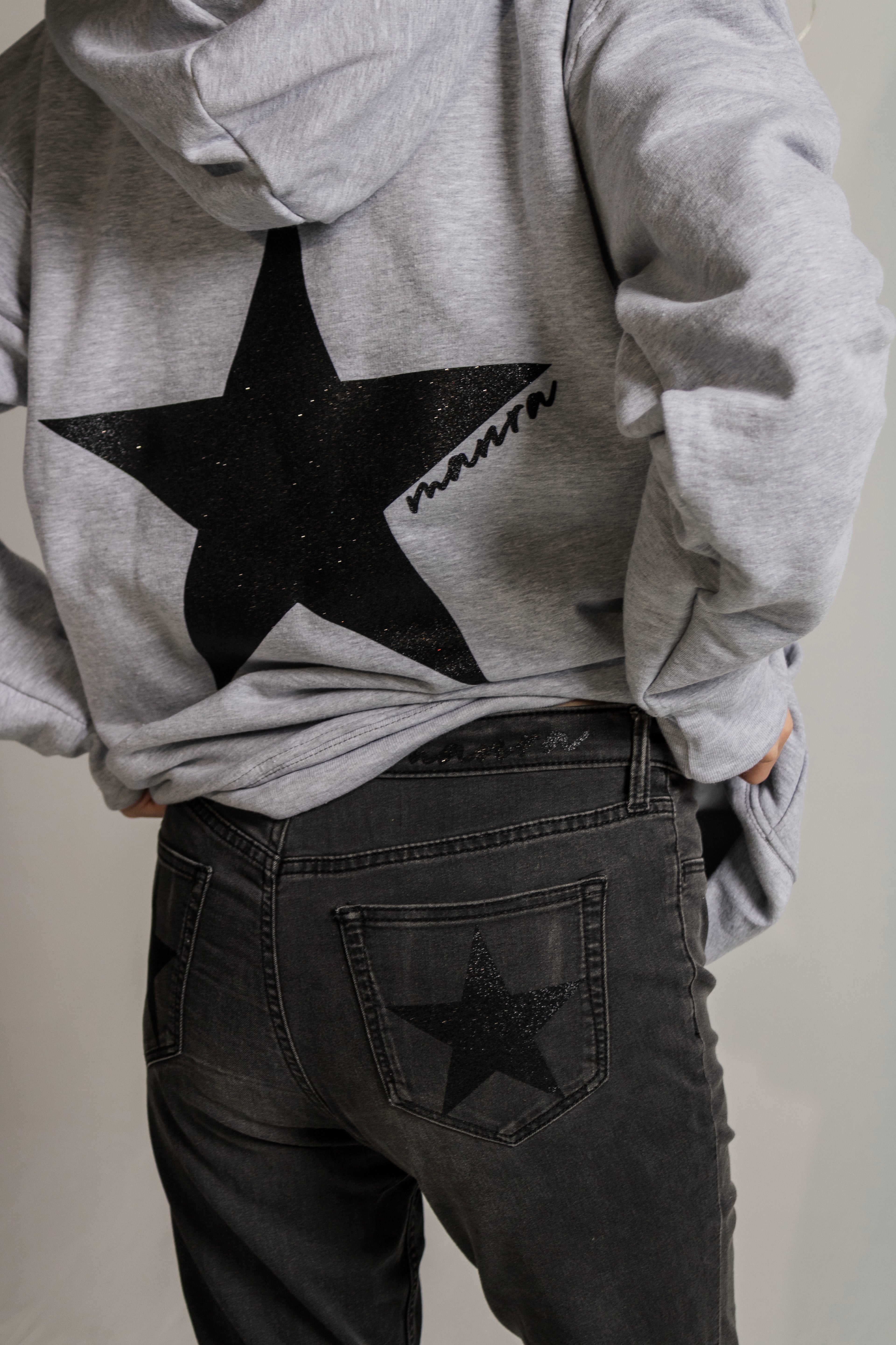 Black Glitter Star Hoodie